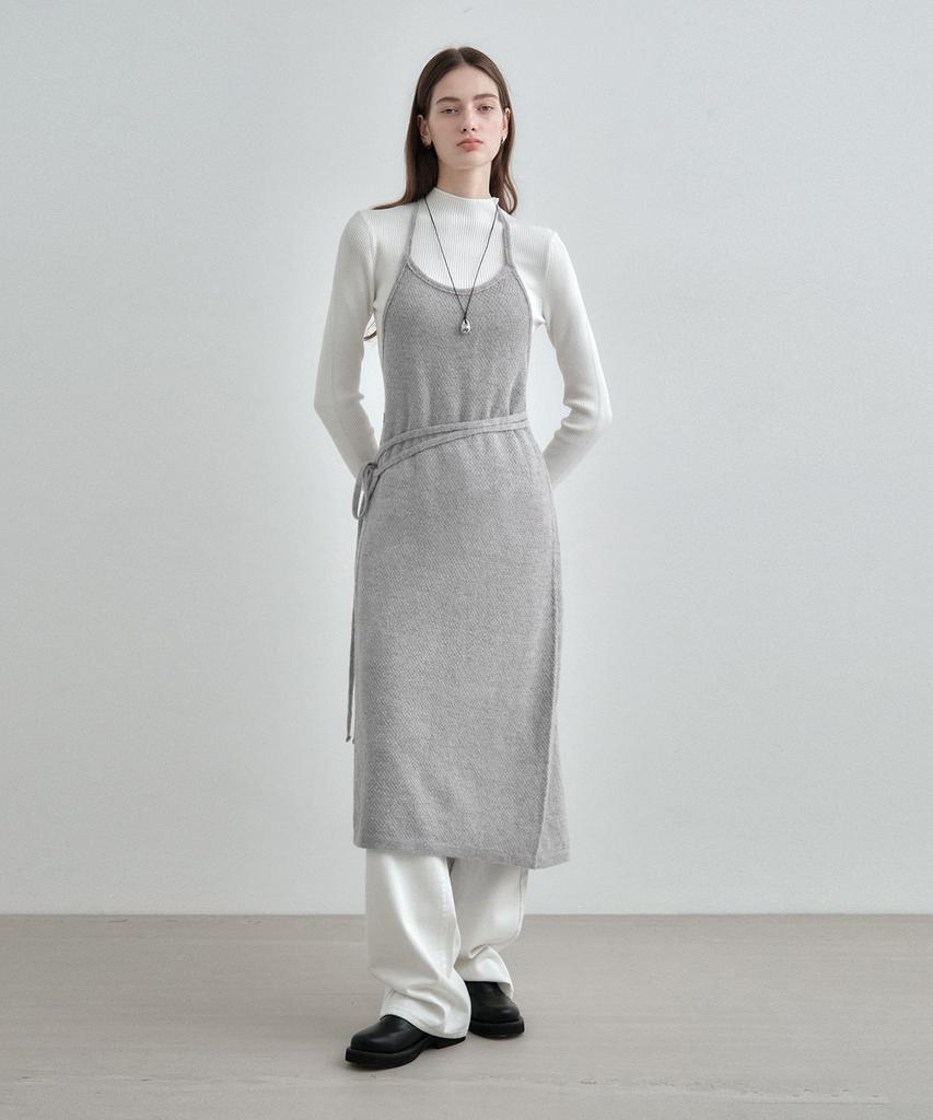 Mongdol Mohair Layered Knit Long Dress Gray Mdop054Gray