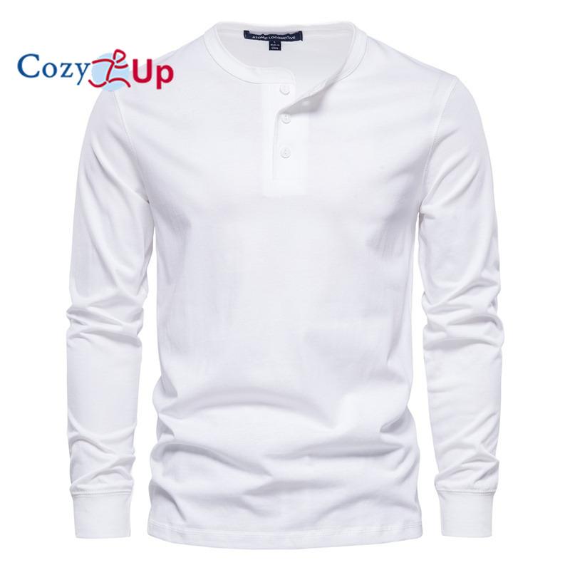 Cozy Up Повседневная футболка Henley с круглым вырезом и длинным рукавом, мужская приталенная спортивная рубашка