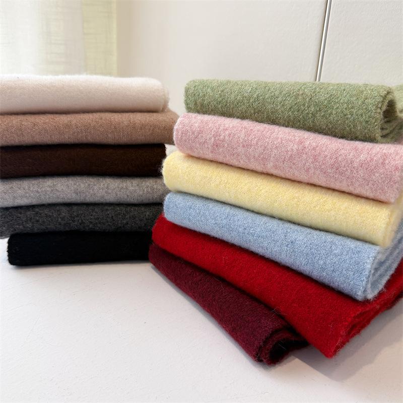 2025 New Luxury Winter Warm Knitted Scarf Women Korea Styles Solid Color Simple Scarves Shawls Lady Soft Wraps Neckerchief