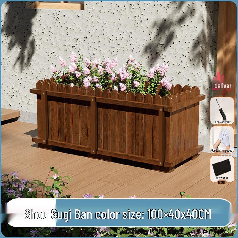 Хуалундун Карбонизированный Массив Дерева Уличный Ящик для Растений