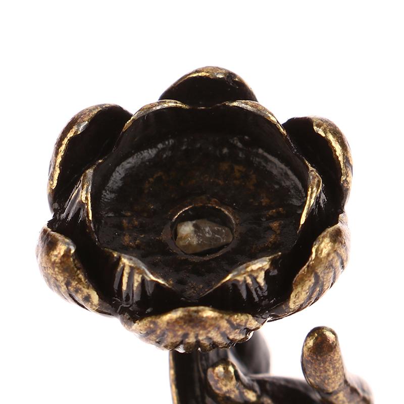 1Pc Vintage Buddha Hand Lotus Incense Burner Metal Backflow Incense Holder For Home Room Creative Tea Table Decor