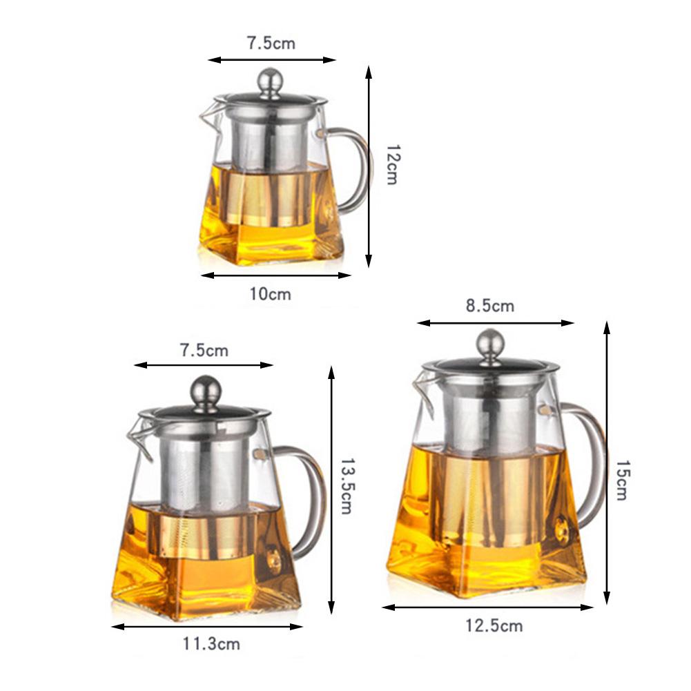 Стеклянный набор для заваривания чая, квадратный маленький чайник для семьи