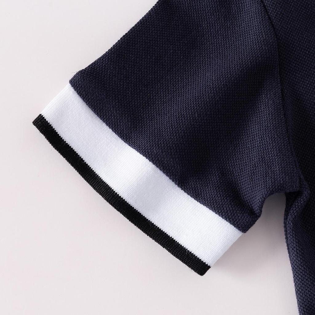 Детская футболка с коротким рукавом 2025 Новая рубашка-поло для мальчиков Детский топ с вышивкой и рукавом до локтя Детская одежда