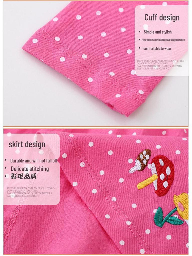 Девочковое платье в европейском и американском стиле, с вышивкой и пэчворком, с длинным рукавом и круглым вырезом - Коллекция Весна и Осень.