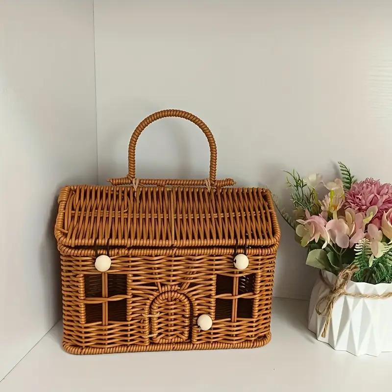 Halloween Storage Basket - Woven Rattan Style Organizer with Lid for Home & Shelf Decor. Durable & Creative!