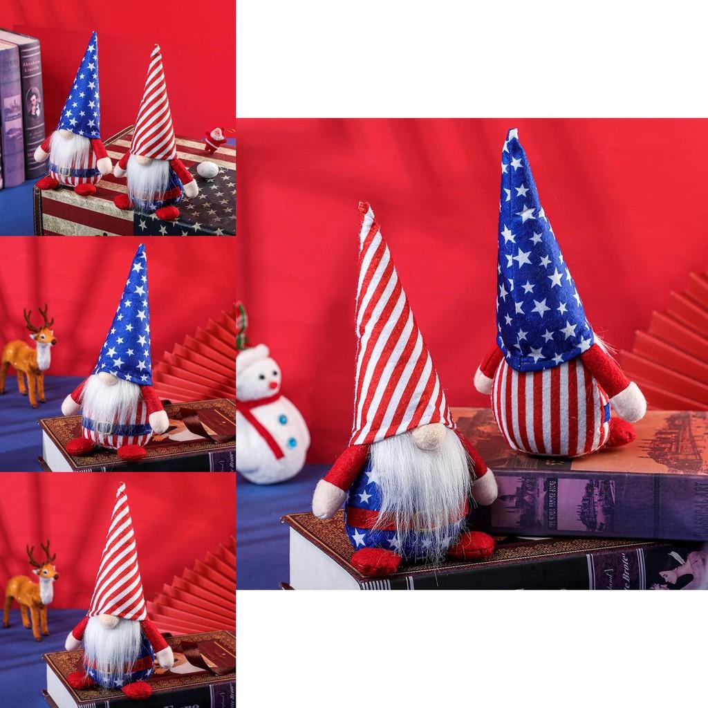 Креативное новое украшение ко Дню независимости, фигурка гнома Рудольфа в полосатой шляпе и шляпе со звездой для праздничных торжеств