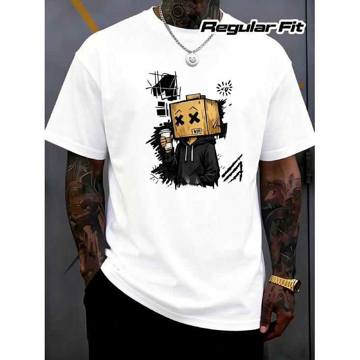 Trendy And Stylish Graffiti Casual Street Style Short-Sleeve T-Shirt - Made Of Soft, Medium-Stretch Fabric, Crew Neck, Short Sleeves, Regular Fit,