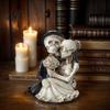 Anniversary Keepsake for Couples Gothic Skeleton Couple Figurine, Spooky Resin Halloween Skull Lover Statue, Day of Themed Desktop Decor The