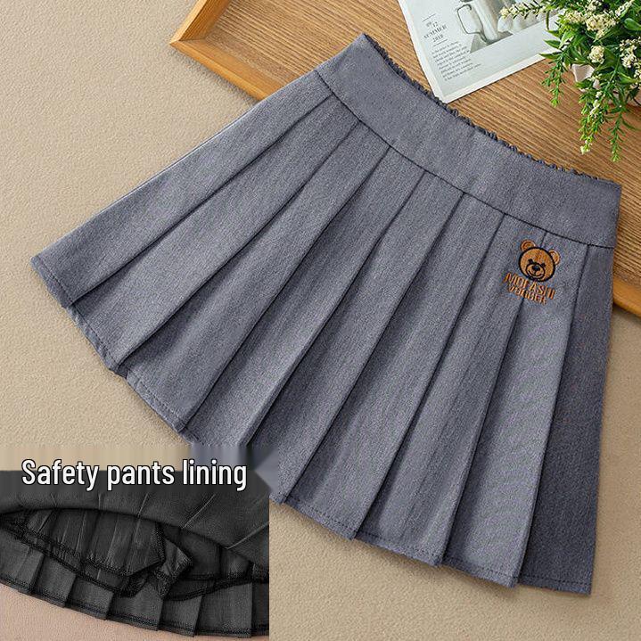 Клетчатая плиссированная юбка для девочек - Осень/Зима 2023, Модная короткая юбка в корейском стиле