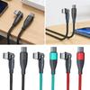 Кабель Type C мощностью 60 Вт со светодиодной подсветкой, оплеткой из нейлона, USB C, для быстрой зарядки, с регулируемыми на 180 градусов головками для удобства