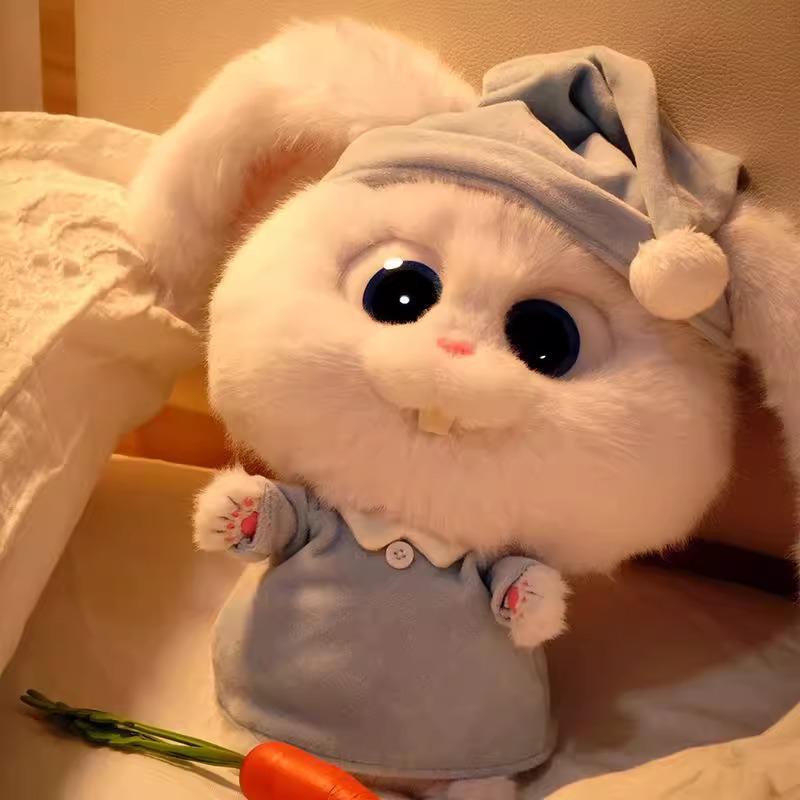 Rabbit Boss Plush Doll - The Secret Life of Pets Big-Eyed White Bunny with Carrot - Stuffed Toy Gift