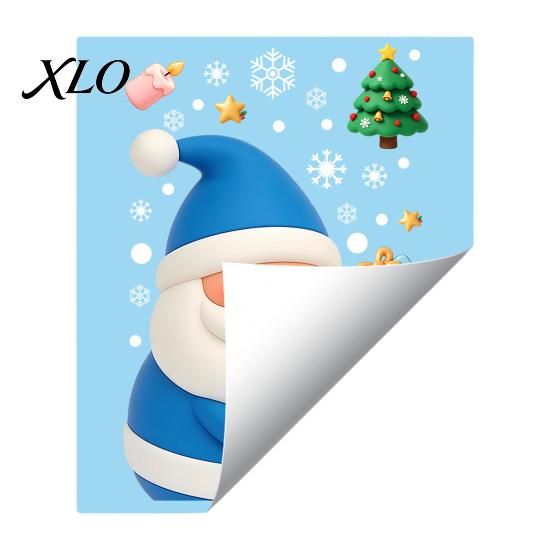 Indoor Outdoor Holiday Accents Christmas Window Stickers Static Cling, Santa/Reindeer/Snowmen/Elves Print, Waterproof Removable Party Supplies