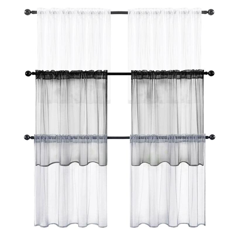 1 шт. Кафе DIY Оконные шторы Сетка Вуаль Плетение Ярус Тюль Кухня Полиэстер Короткие Прозрачные Шторы