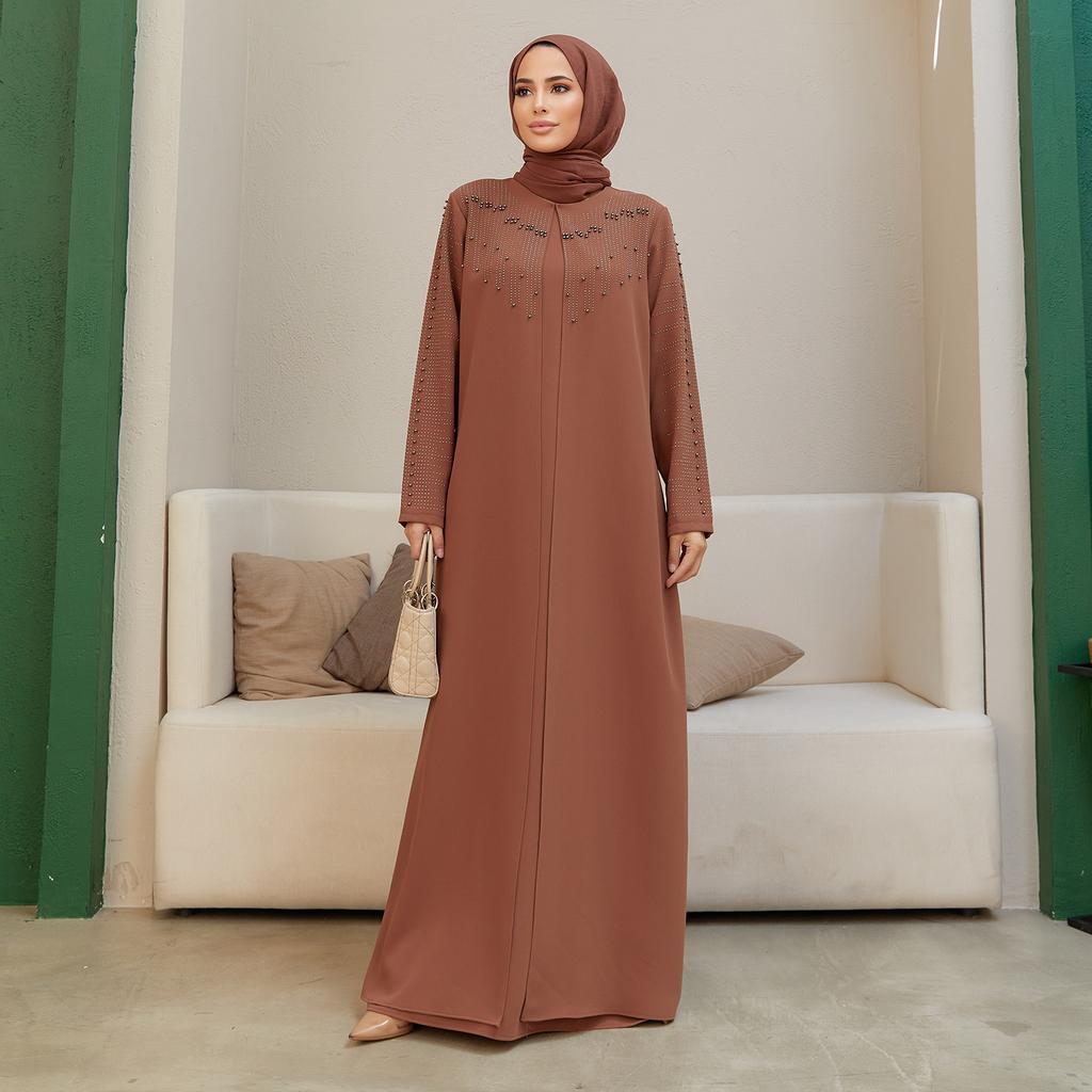 Large Size Women Stone Evening Dress Islamic Muslim Long Hijab Clothing New Season High Quality Invitation Fashion