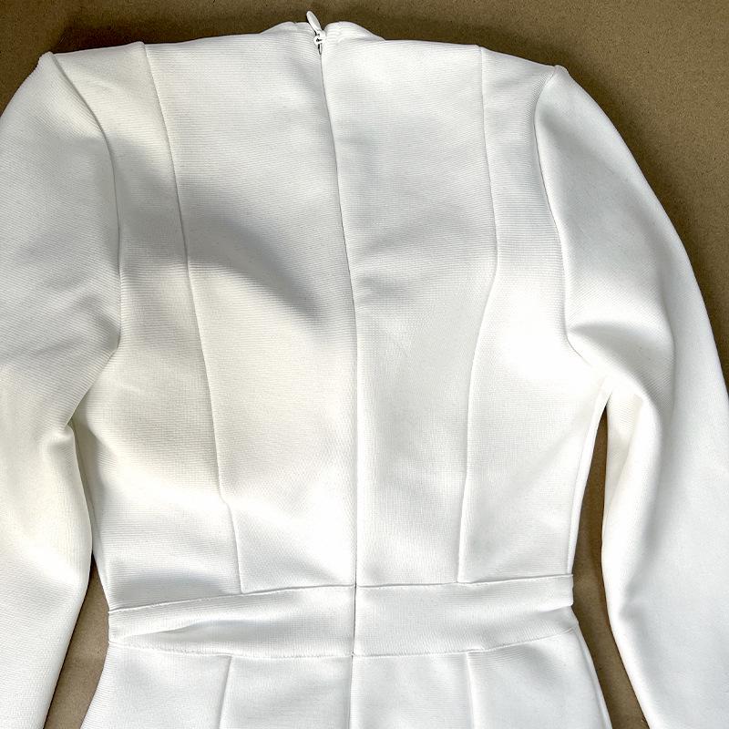 Новое вечернее платье с длинным рукавом и перьями в европейском и американском стиле с бандажной отделкой