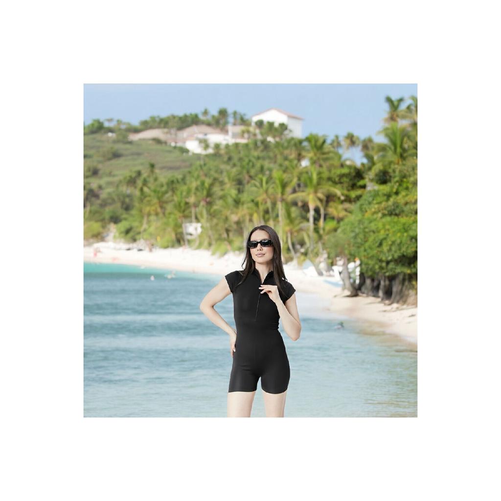 Women's Sea, Pool Front Zipper Detailed Sports Jumpsuit Swimsuit