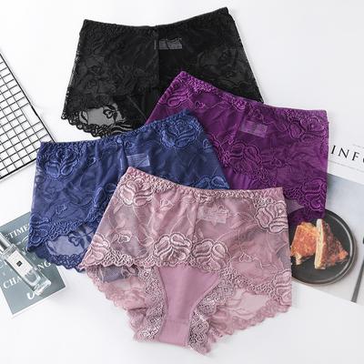 Большие размеры женские трусики сексуальные кружевные прозрачные трусики бесшовные трусики средней талии с подъемом бедер хлопковое оздоровительное нижнее белье