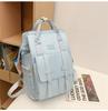 Nylon Middle School Student Schoolbag Waterproof Solid Color Backpack Large Capacity