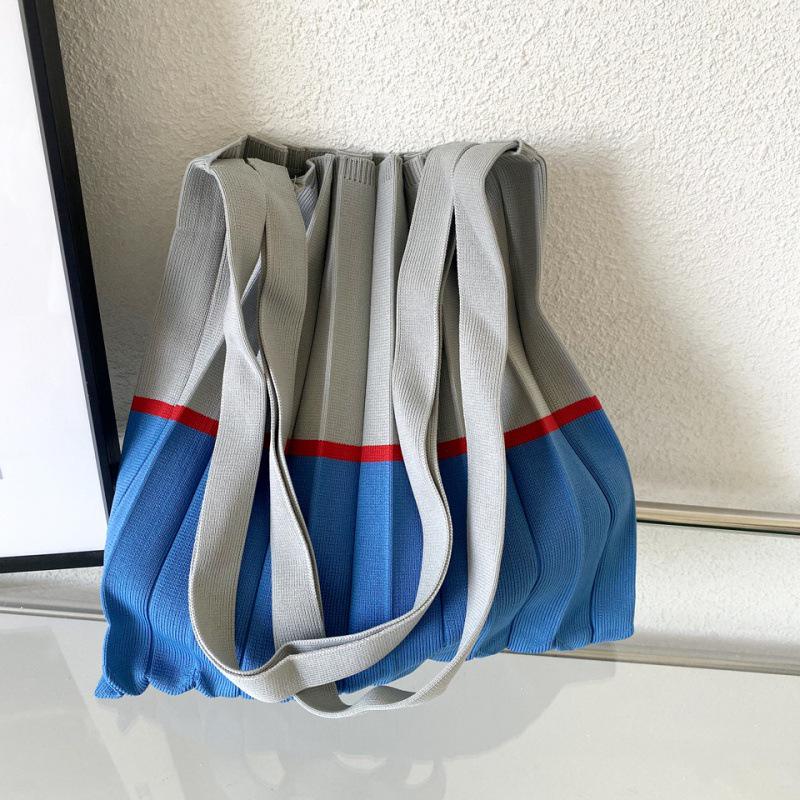 Женская складная вязаная сумка-через плечо контрастного цвета