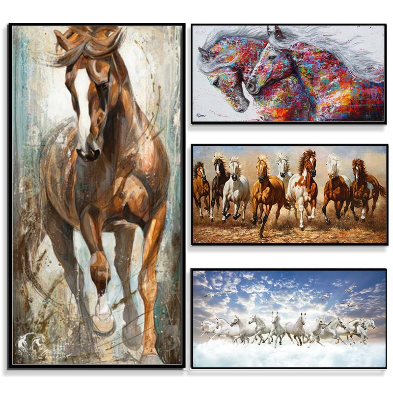 Modern Galloping Horses Landscape Canvas Painting Posters and Prints Wall Art Picture for Living Office Room Bedroom Home Decorating