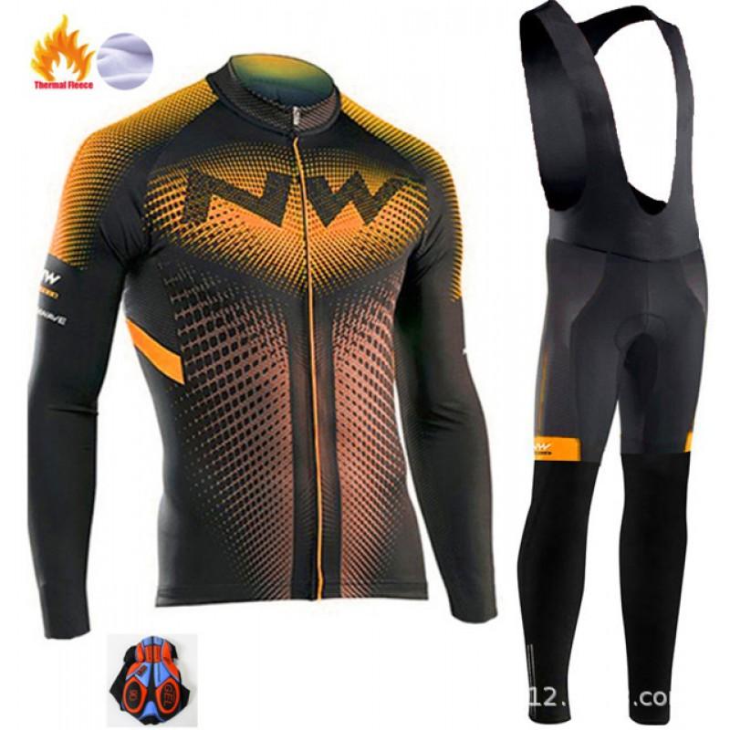 Fleece Cycling Jersey Long Sleeve Winter Thermal Bike Wear Men Women Road Team Apparel