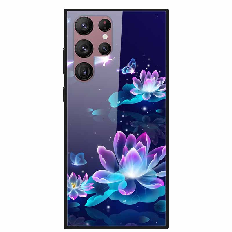 Для телефона Samsung Galaxy S22 Ultra 5G Чехол Закаленное Стекло Задняя Крышка Жесткий Чехол Для Samsung S22 Plus S 22 Capa Shell Funda Coque