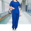 Female Scrub Set Nurse Work Clothing Short Sleeves Durable with Pockets Clothes Suit Top and