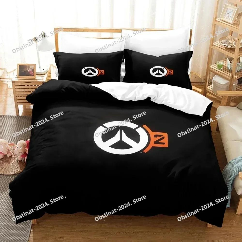 3D Печать Комплект постельного белья Overwatch 2 Печатное одеяло Покрывало Наволочка Набор из 3 предметов Детский Взрослый Размер