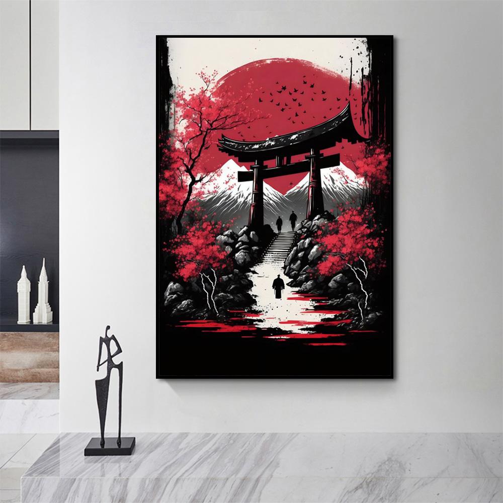 Японский замок, самурайский храм, холст, живопись, просто японский пейзаж, постеры и принты, настенные художественные картины для украшения дома