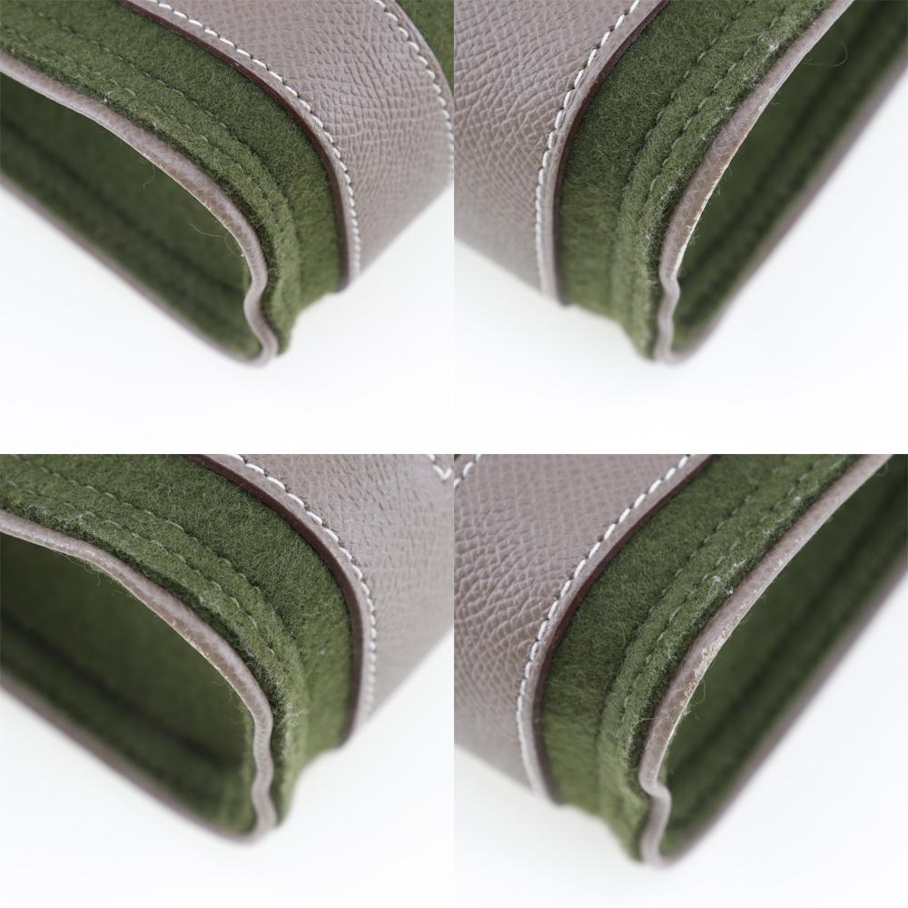 Hermes Маленькая сумка-тоут Ash цвета этан / коричневая из кожи эпсом / войлока, унисекс, б/у