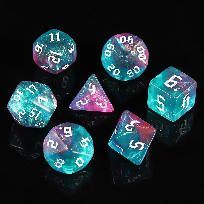 7 шт./лот, многогранные игральные кости из смолы D&D D4 D6 D8 D10 D% D12 D20, многогранные игральные кости TRPG, настольные игры