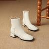 New Women's Boots Solid Color Versatile and Comfortable Square Toe Short  Women's Boots Nude Boots Zipper Decoration