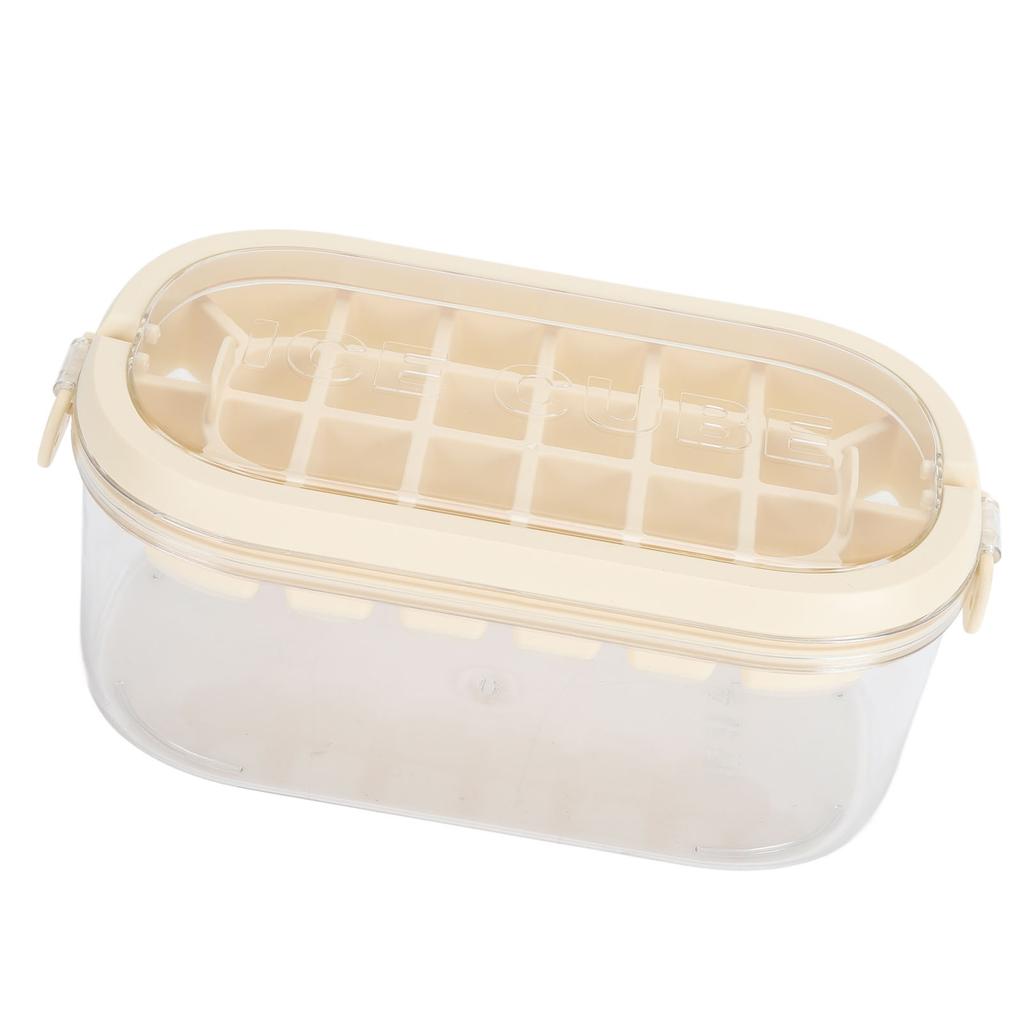 Ice Cubes Tray Double Layer 54 Grids Large Capacity Ice Maker Mould with Lid Bin Scoop for Freezer Beige (Soft Bottom