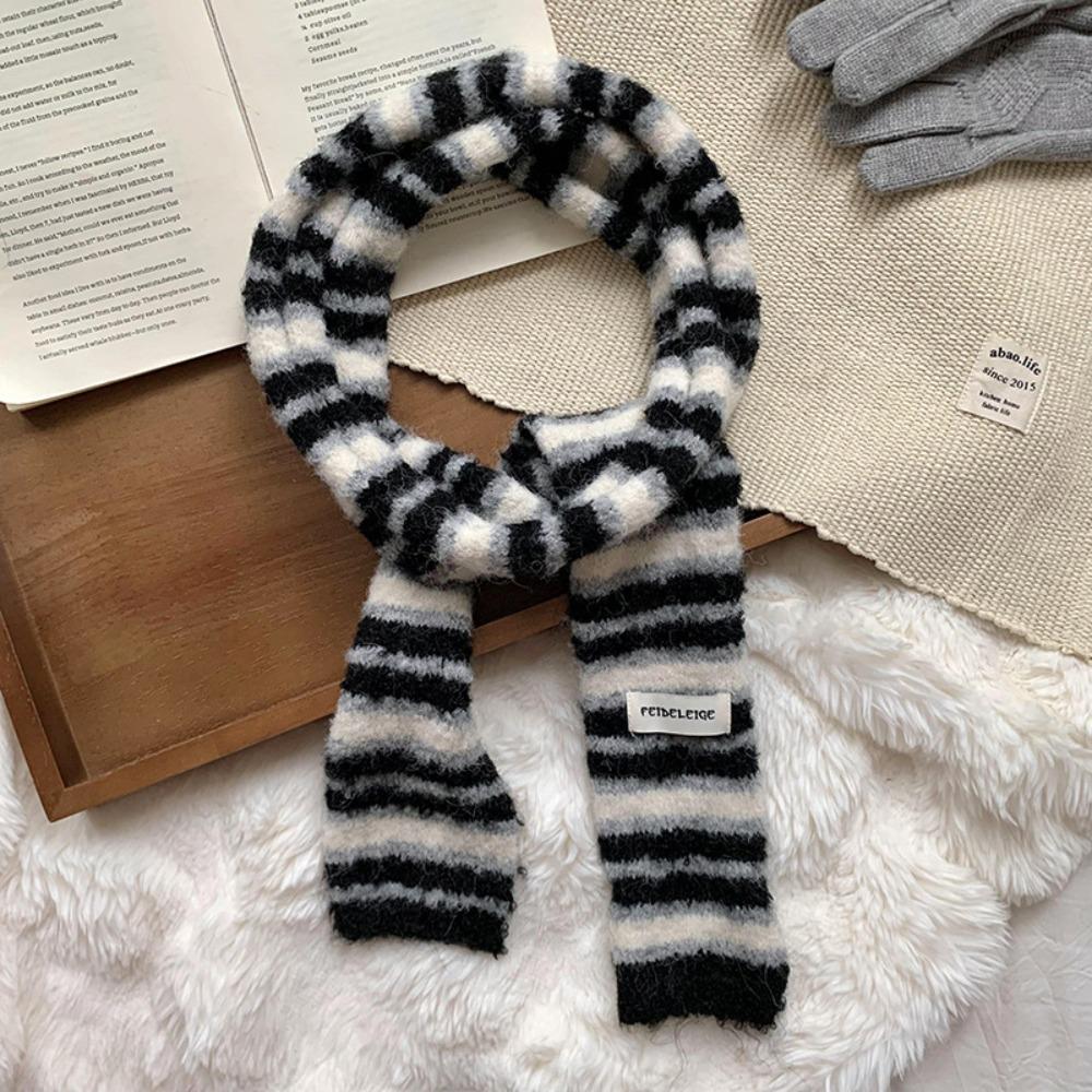 Стиль Y2K Y2K Полосатый шарф Харадзюку Вязаная шаль Милые длинные узкие шарфы Женские