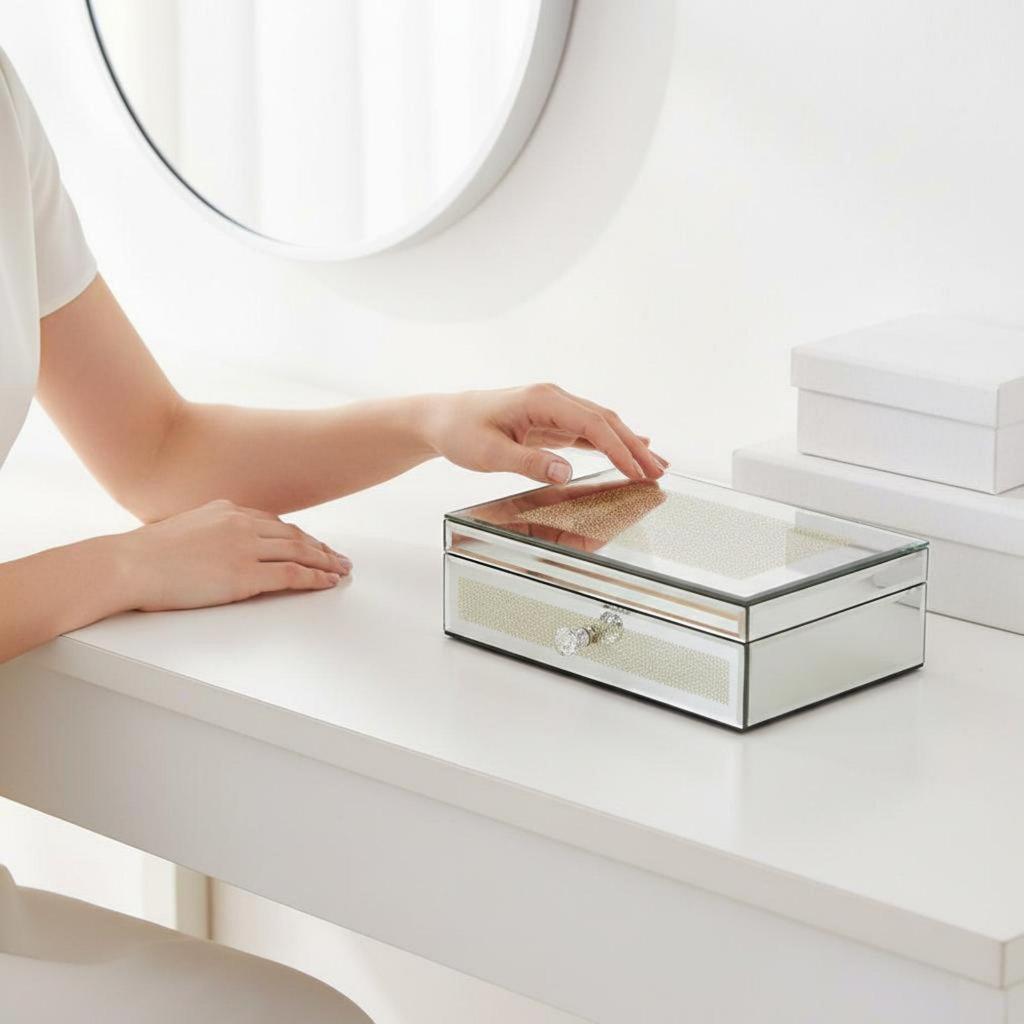 Glass Jewelry Box Luxury Multi-Layer Organizer Dustproof