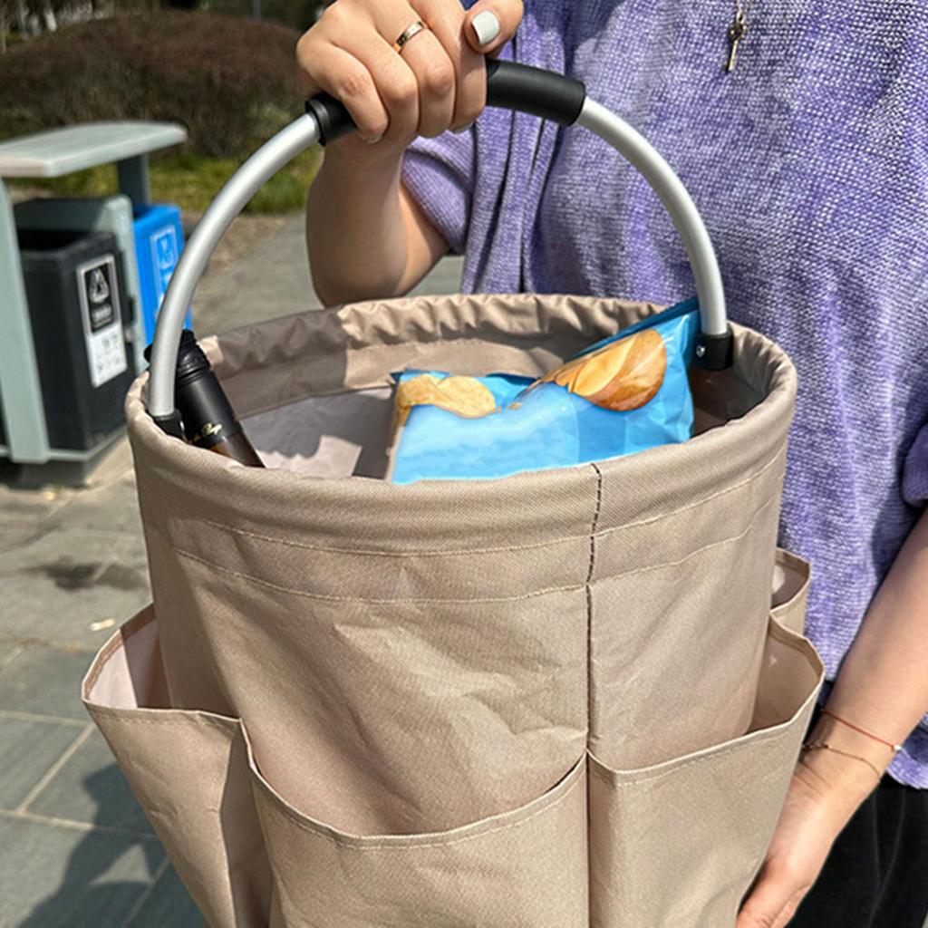 Picnic Basket Collapsible Organizer Bag with Exterior Pocket EVA Handle Splashproof Basket Large Capacity Storage Basket