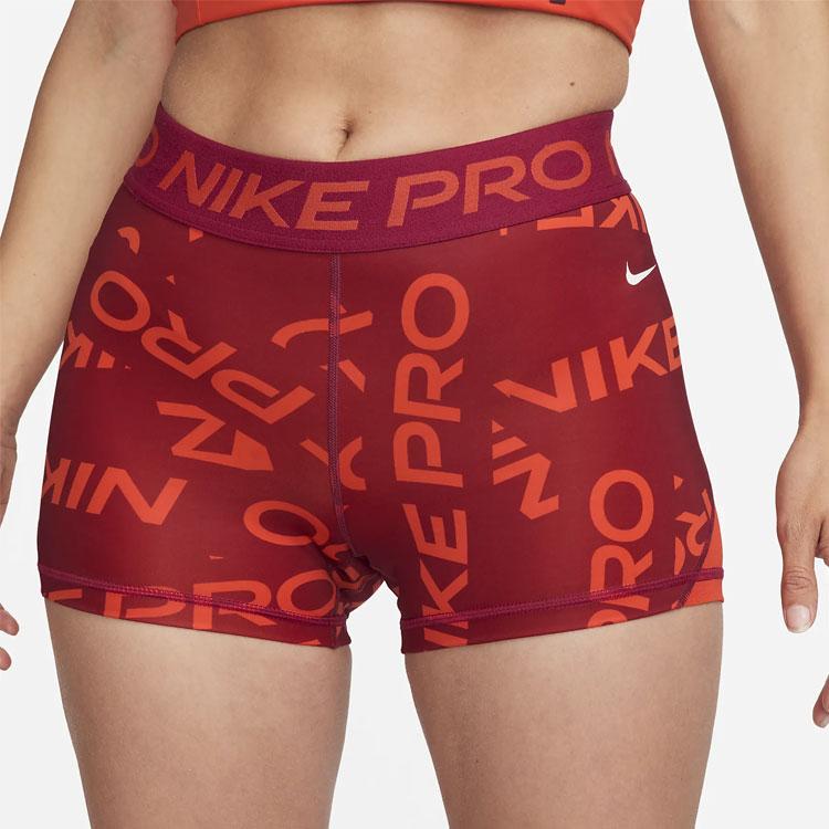 Nike Профессиональные шорты для спорта с принтом букв, облегающие, женские, благородно-красные FB5457-620