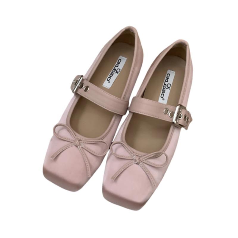 Fashion 2025Female Footwear Ballet Flats Silk Dance Shoes Shallow Butterfly-Knot Fashion Buckle Strap Lolita Flat Shoes For