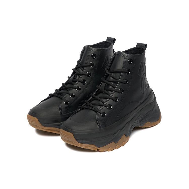 MLB Chunky High Synthetic Leather Trend Sports Shock Absorption Non-Slip Increased Height High-Top Dad Shoes Unisex sneakers Black 3ASHU4116-50BKS