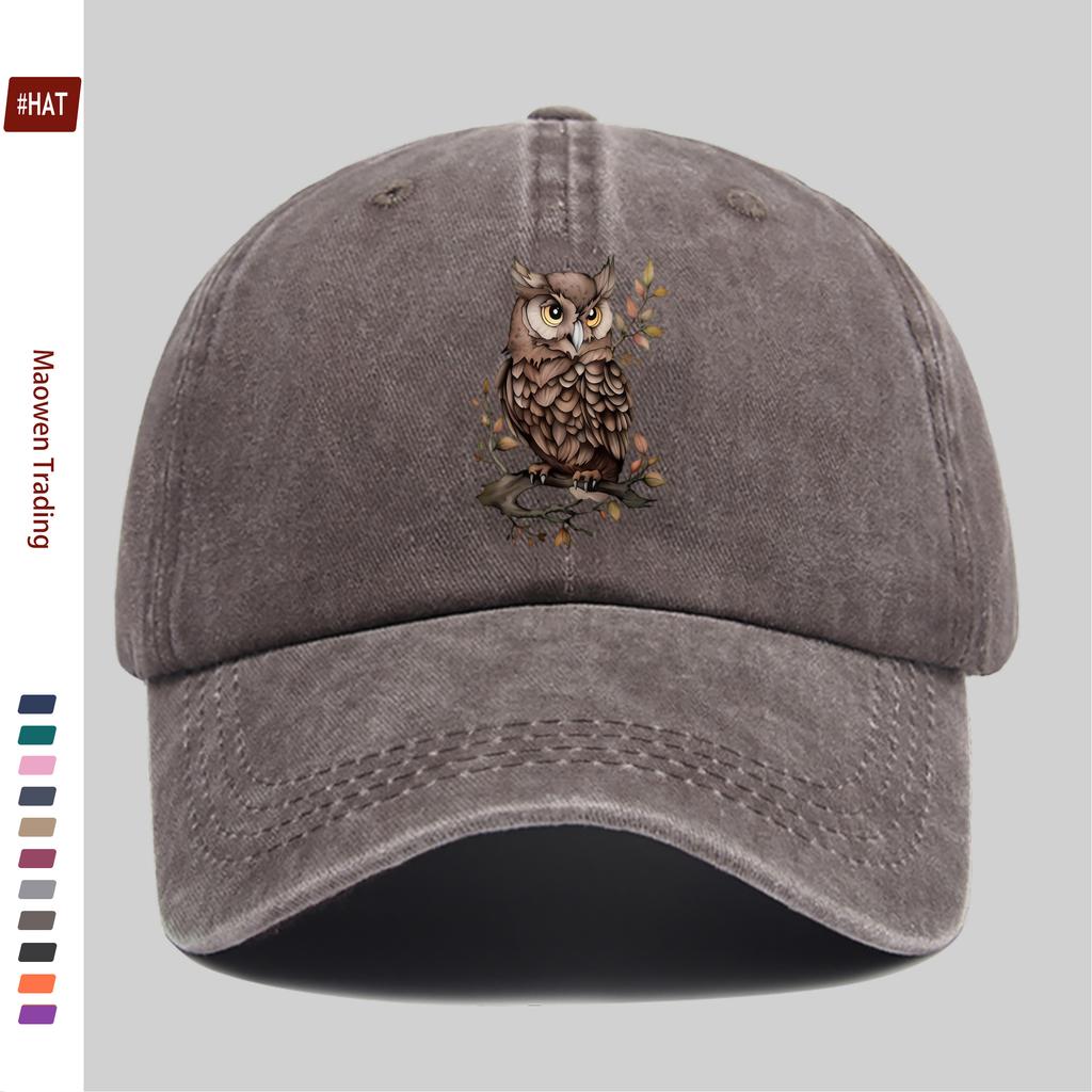 pc Animal Cartoon Owl Print Design Decorative Hat Fashionable And Elegant Vintage Casual AllMatch Headwear Adjustable Papa H