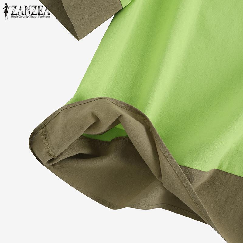 ZANZEA Cotton Outfits Womens 3/4 Sleeve Blouse and Pants Casual Two Piece Suit Set