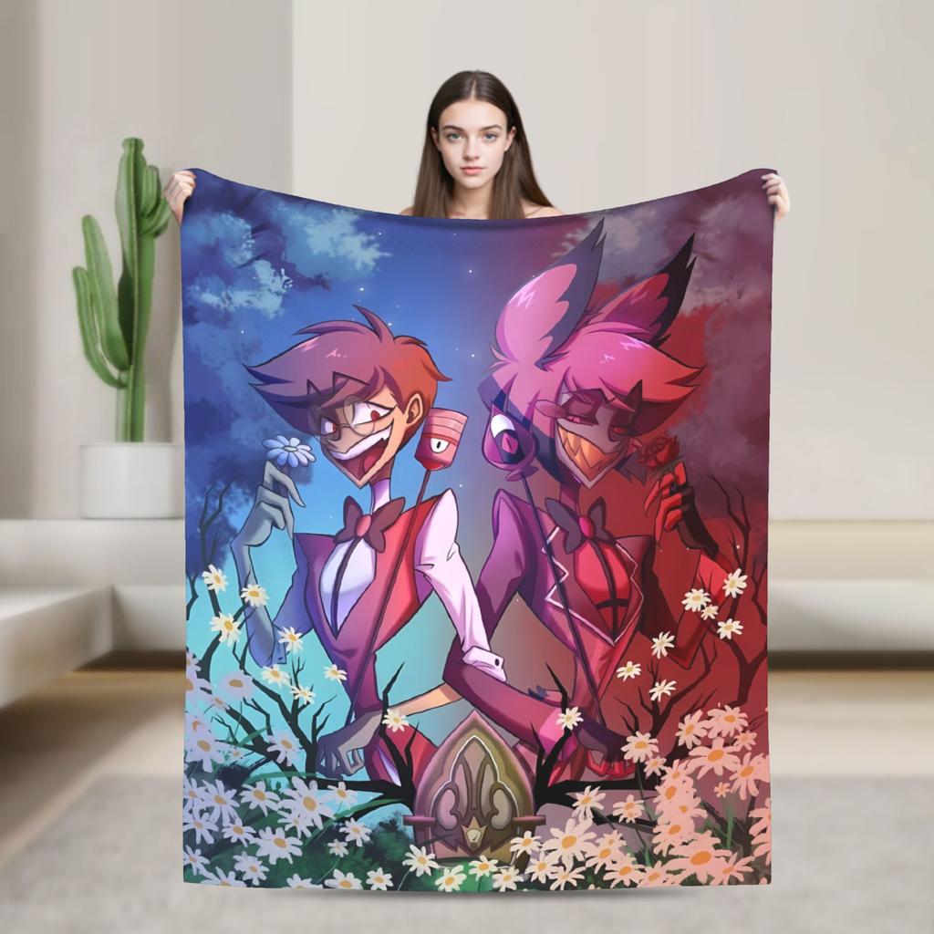 Vox Alastor Hazbin Hotels Blanket Super Soft Graphic Plush Throw Blanket For Girls Boys Living Room Flannel Bedspread Bed Cover