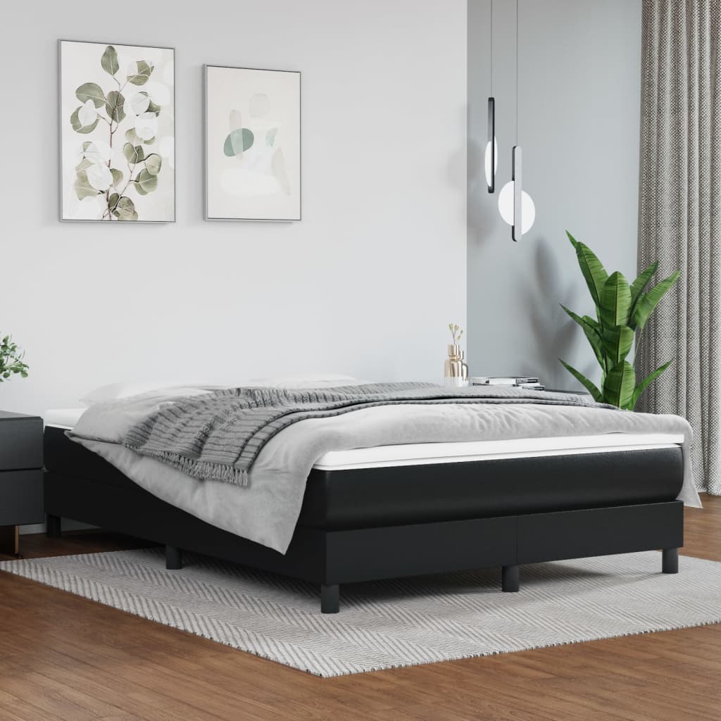 Vidaxl Materac Kieszeniowy, Czarny, 140X190X20 Cm, Sztuczna Skóra