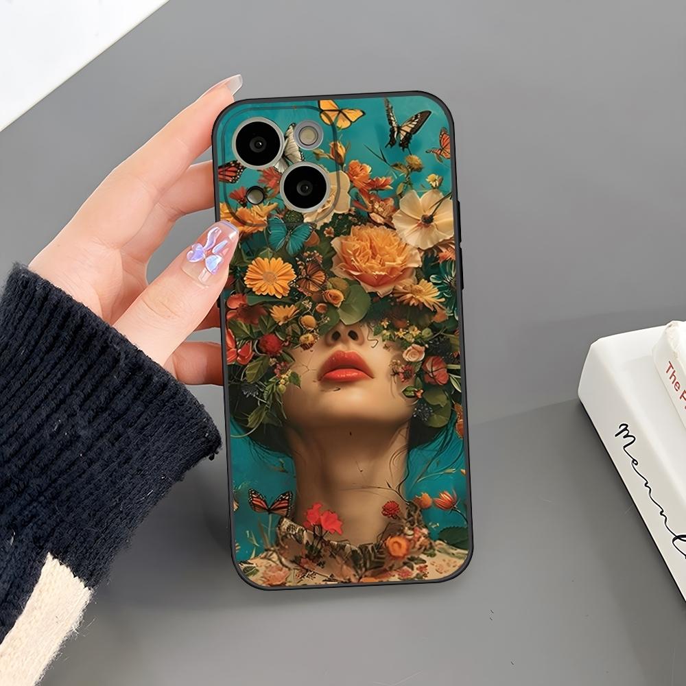 Абстрактные Цветы Девочка Искусство Чехол для Телефона Для Iphone 17 Air 15 Pro Max 14 Pro 16 Plus 12 13 11 Xr X Xs 8 7 Plus Задняя Крышка