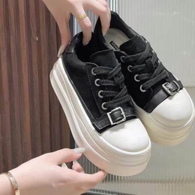 [Fanfna] 2025 осень новая универсальная повседневная обувь женская обувь маффин нескользящая шнуровка толстая подошва матовая обувь на платформе