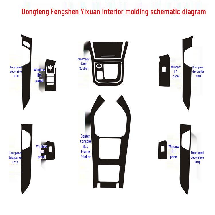 Dongfeng Fengshen Yixuan Interior Carbon Fiber Decal Set for Central Control & Gear Shift.