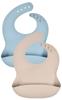 Rinaty Silicone Mealtime Set of 2 Muted Blue Beige Apron, Bibs, &