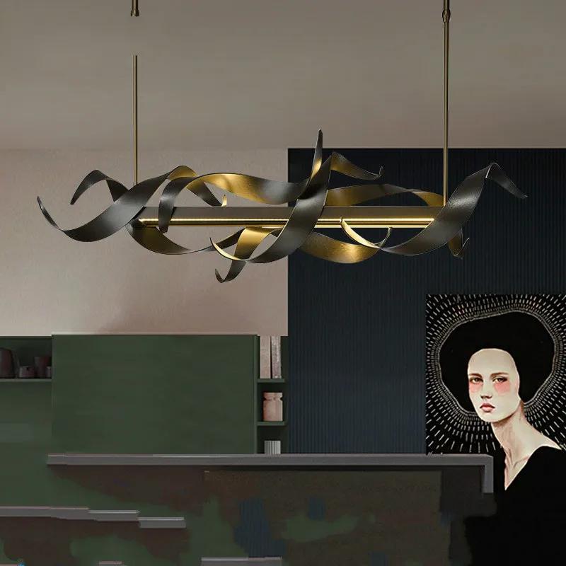 Постмодернистский подвесной светильник на острове, роскошные светодиодные металлические подвесные светильники, скандинавские люстры для бара и стойки регистрации, простые железные лампы