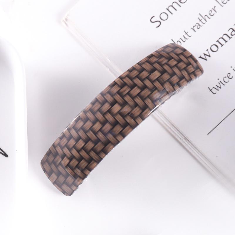 Korean Trendy Acetate Plaid Hair Clip - Colorful Curved Design for Bangs