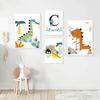 Alphabet and Number Wall Poster for Boys, Custom Name Canvas Painting, Colorful Dinosaur Print, Nursery Wall Art Picture, Kids R